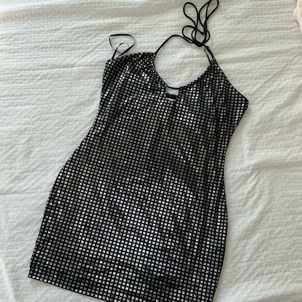 Hello Molly Black and Silver Mini Dress